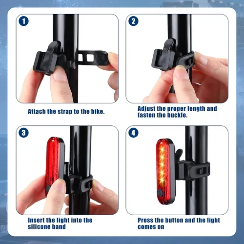 Vista 6 de Jerify Paquete de 20 luces LED recargables por USB, luces traseras de navegación, kit de luces traseras de bicicleta, impermeables, 4 opciones
