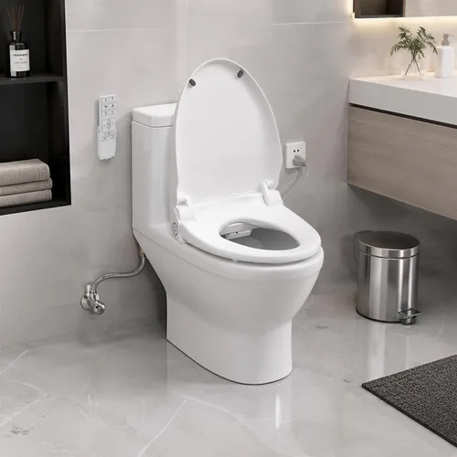 Vista 7 de Asiento de inodoro con bidé, agua caliente ilimitada inteligente, asiento para inodoro calefactado electrónico con control remoto, lavado turbo