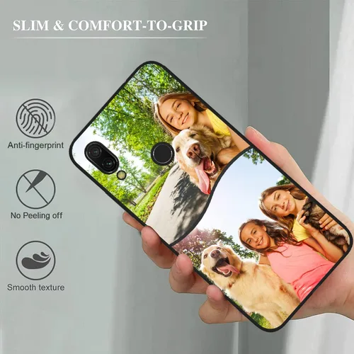 Vista 4 de Funda personalizada para teléfono Redmi Note 7 de 6.3 pulgadas, funda personalizada con múltiples imágenes, funda suave con nombre, regalo de Negro