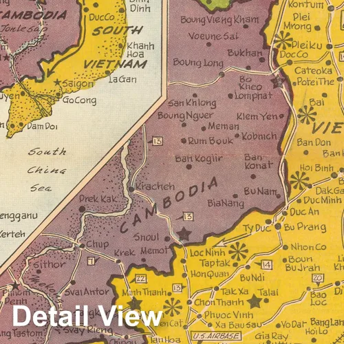 Vista 6 de Mapa histórico - Mapa de periódicos, cara de Vietnam. 1965 - Arte de pared vintage - 16 x 24 pulgadas