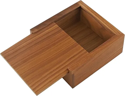 Vista 7 de Joyero de nogal de 3.7 x 3.7 x 1.6 pulgadas para anillos, aretes, recuerdos, regalo de boda, regalo elegante, caja de madera hecha a mano