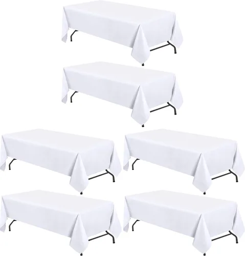 Vista 16 de White Classic WEALUXE Black Table Cloth for 6 Foot Rectangle Tables, 60x102 inches, Water, Stain and Wrinkle Resistant, 200 GSM Washable Poly Fabric