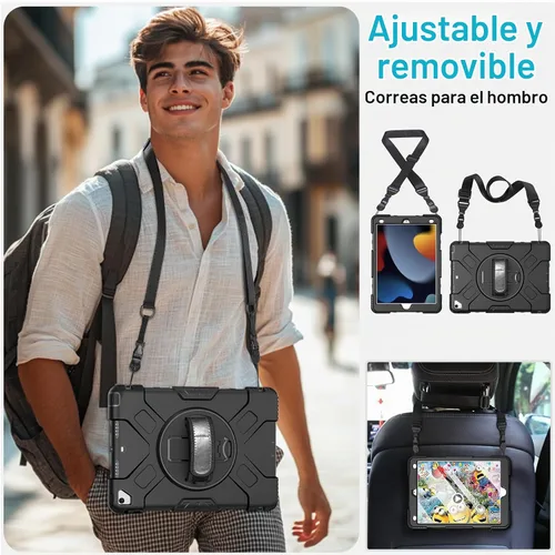 Vista 5 de Miesherk STOCK Funda para iPad de 9ª/8ª/7ª generación de 10,2 pulgadas Negro