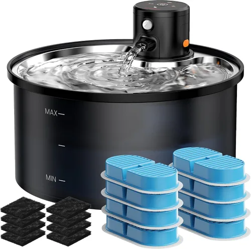 Vista 10 de Fuente de Agua Inalámbrica para Gatos Sin Cable: Fuente para Gatos Operada por Batería - Dispensador Automático de Agua para Mascotas de 108oz/3.2L