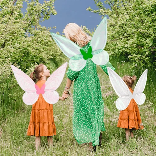 Vista 5 de Fairy Sparkling Sheer Wings, Fairy Big 24" Adult Women Wings, Small 20" Girls Butterfly Wings Cosplay Halloween Costumes