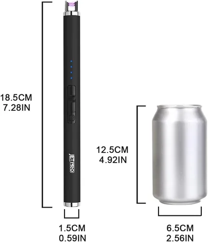 Vista 7 de Encendedor de velas recargable por USB, encendedor de arco electrónico, resistente al viento, sin llama, con botón de seguridad para camping, Negro