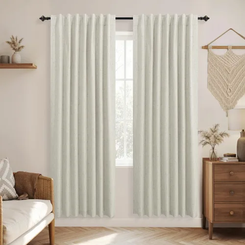 Vista 88 de KOUFALL - Cortinas de medio estilo francés de lino para ventana, juego de 2 cortinas cortas de 40 pulgadas de longitud, para privacidad, cortinas