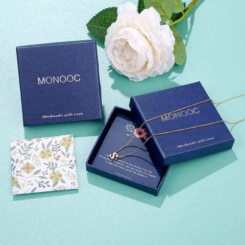 Vista 7 de MONOOC - Collares con inicial minúscula para mujeres y niñas, chapado en oro de 14 quilates, minimalista personalizado con nombre con monograma