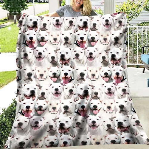 Vista 2 de DOGSOCUTE.COM Dogo Argentino - Sudadera con capucha con estampado de cara de perro 3D, capa interior de forro polar cepillado cálido, estampado