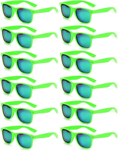 Vista 16 de Eyegla Paquete de 8/12/18 lentes de sol de neón a granel coloridos para fiesta, gafas retro para fiesta para adultos, hombres y mujeres