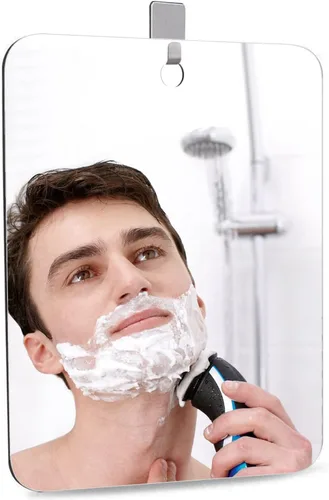 Vista 9 de Espejo de ducha para afeitar, acrílico, pequeño, para viajes, maquillaje, baño, para colgar en la pared, espejo de plástico para mujeres y hombres