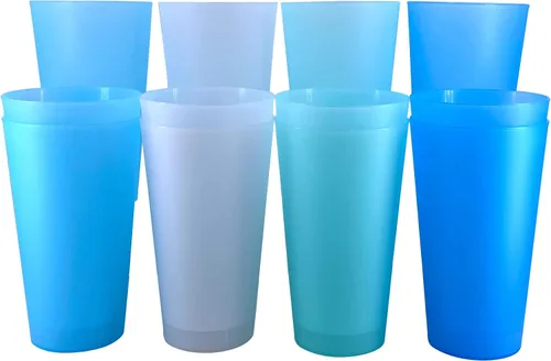 Vista 12 de AOYITE Juego de 12 vasos reutilizables de plástico de 22 onzas, sin BPA Color del arco iris