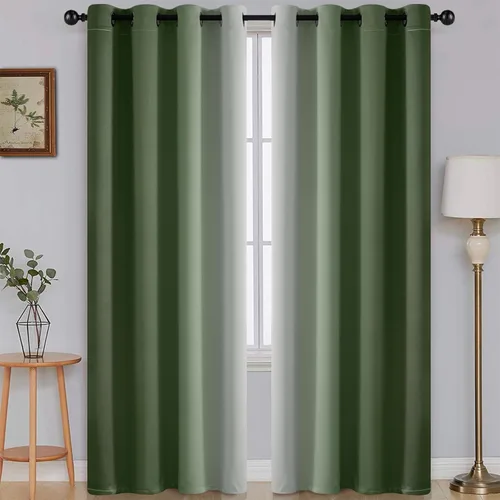 Vista 166 de SimpleHome Cortinas degradadas degradadas para oscurecer la habitación de 36 pulgadas de largo para dormitorio, con ojales y bloqueo de luz Negro