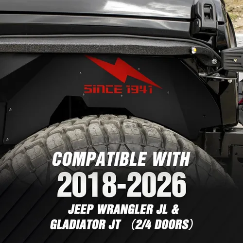 Vista 2 de YZONA Protector de guardabarros interior delantero para Wrangler JL compatible con Jeep Wrangler JL JLU y Gladiator JT 2/4 puertas 2018-2026, forro