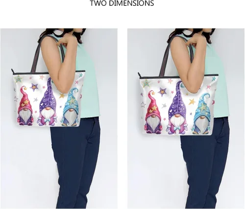 Vista 7 de Magic Gnomes - Bolsa de hombro con estrellas, con asa superior, para mujer, trabajo, escuela, viajes