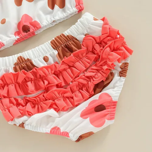 Vista 6 de Traje de baño para niña pequeña, traje de baño para bebé, traje de baño de 3 piezas, traje de playa de verano, pantalones cortos, sombrero