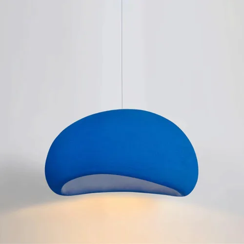 Vista 6 de Luces colgantes grandes de 11.8 pulgadas, lámpara colgante japonesa de poliestireno Wabi-Sabi, cable ajustable, enchufes E27/E26, lámpara de resina