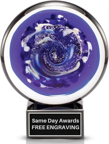 Vista 19 de Premio de Vidrio Artístico Soplado a Mano – Premio Elegante con Grabado Personalizado para Corporativo, Deportes, Jubilación, Reconocimiento