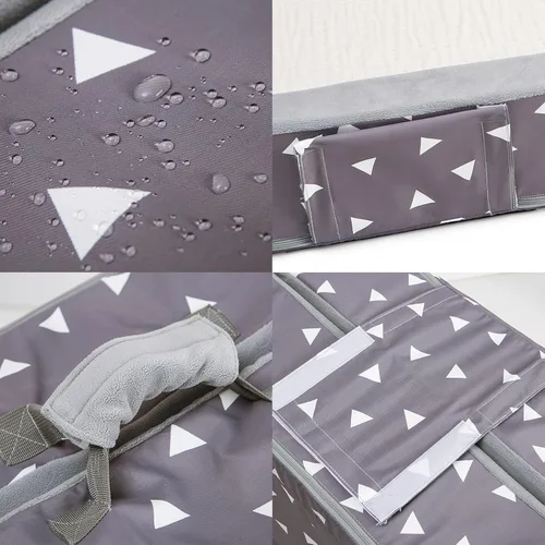 Vista 5 de Cama plegable para niños pequeños con lados, cama plegable para niños de viaje, espuma (estrella), color gris
