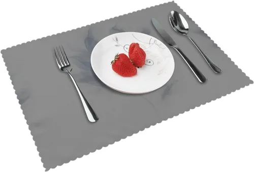 Vista 14 de Rectangular Placemats Set of 4, Heat Resistant Litchi Printed Kitchen Dining Table Mats