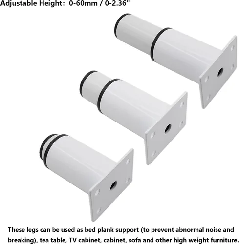 Vista 5 de Paquete de 4 patas ajustables para muebles, patas de soporte de acero inoxidable, patas de repuesto resistentes para sofá, mueble de TV, sofá, mesa