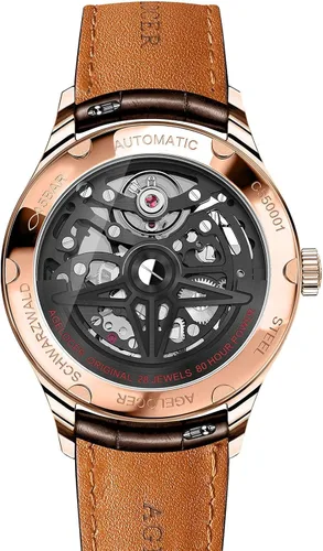 Vista 4 de AGELOCER Reloj analógico de lujo para hombre con diseño de esqueleto mecánico automático de acero inoxidable