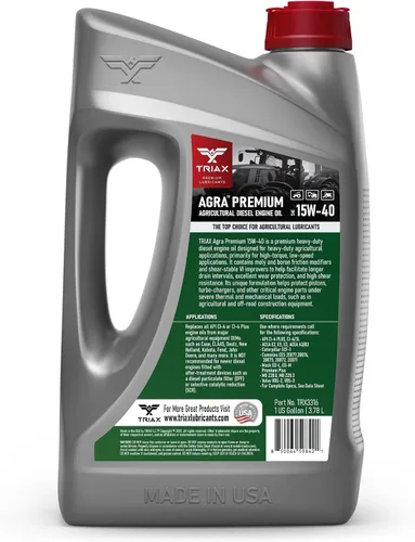 Vista 2 de TRIAX Agra Premium 15W-40 - Super Heavy Duty Diesel Engine Oil for Agricultural and Off-Road Construction Applications - API Licensed CI-4