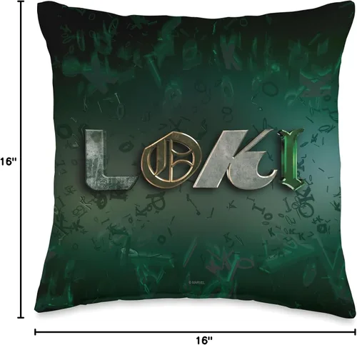 Vista 4 de Marvel Studios Loki Series - Almohada con logo (16.0 x 16.0 in), multicolor
