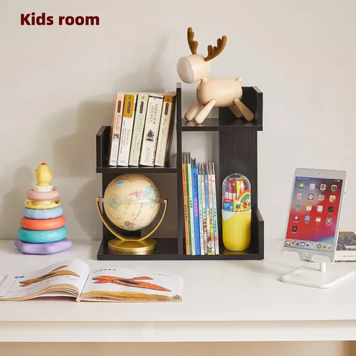 Vista 5 de Aibiju Organizador de libros para escritorio, bonita organización de escritorio, estantería de árbol, estantería única para guardería, extremos