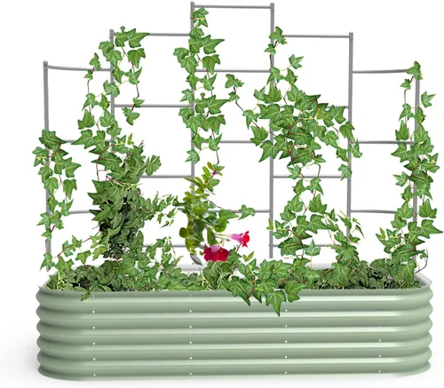 Vista 11 de Vego Garden Sistema modular de enrejado de pared, 8.0 pies de largo para camas de jardín de 2.0 x 8.0 pies (9 en 1), enrejado de jardín para plantas
