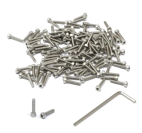 Vista 108 de iexcell Kit de tornillos de cabeza hexagonal de acero inoxidable 304, 100 unidades M2 x 0.157 in, paso de rosca de 0.016 in