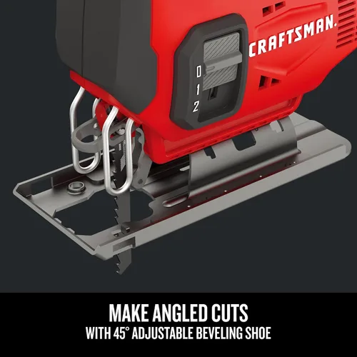 Vista 7 de CRAFTSMAN Kit de sierra caladora inalámbrica V20, 3 ajustes orbitales, hasta 2,500 SPM, batería y cargador incluidos (CMCS600D1)
