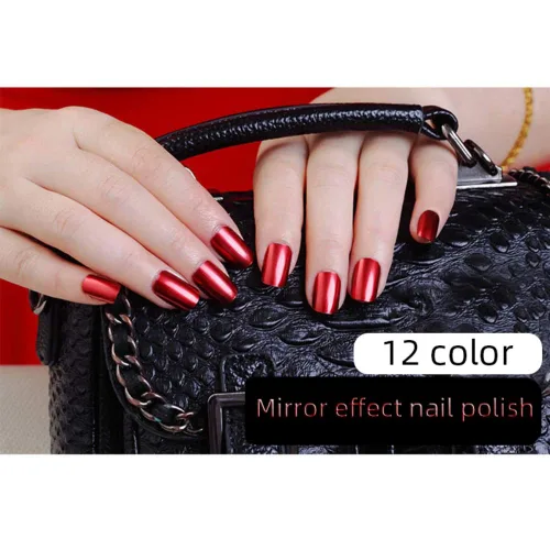 Vista 7 de Esmalte de uñas metálico, esmalte de uñas de medio espejo, efecto espejo, de larga duración, hermosa decoración de uñas brillante, secado rápido