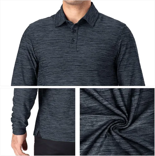 Vista 27 de NAVISKIN Camisas polo para hombre, de secado rápido, UPF 50, manga larga y corta, que absorben la humedad