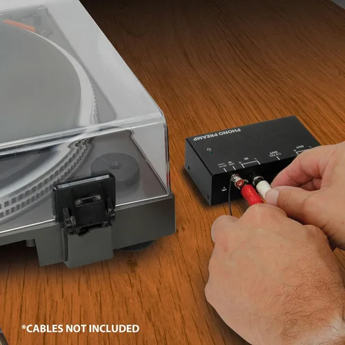 Vista 4 de GOgroove Preamplificador de preamplificador de mini tocadiscos con adaptador de CC de 12 voltios, entrada RCA para reproductor de discos de vinilo