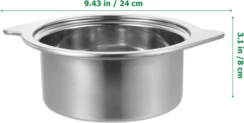 Vista 2 de HEMOTON Shabu Hot Pot Acero Inoxidable Chino Inducción Shabu Olla Tazones de sopa Stock para estufa de inducción Estufa de Gas (Plata) 24X19X8CM