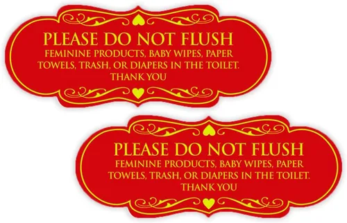 Vista 34 de Signs ByLITA Designer Please Do Not Flush Etiqutte Letrero (negro) - Pequeño 1 paquete
