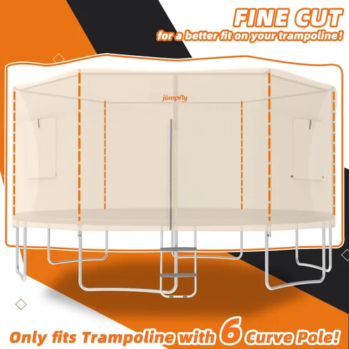 Vista 3 de Jumpfly Cubierta de tienda de campaña elástica de 14 pies, se adapta a 8 postes rectos, toldo de material transpirable beige para niños, patio