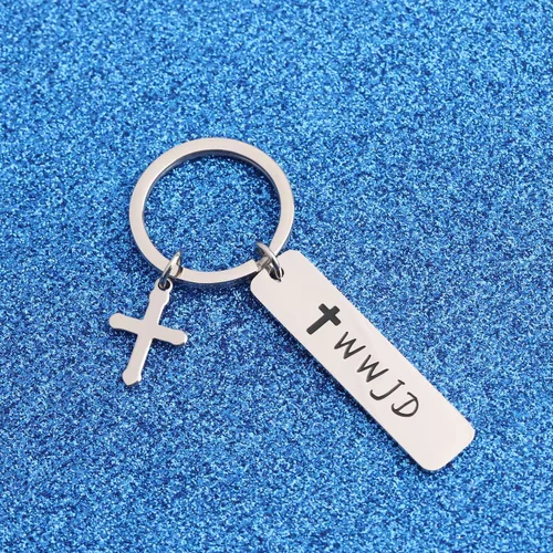 Vista 2 de WUSUANED Joyería religiosa WWJD Cruz Brazalete Brazalete Brazalete Primera Comunión Regalo