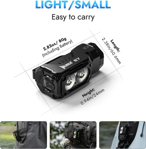 Vista 7 de WUBEN E7 Mini Linternas Recargables de 1800 Lúmenes con Imán - Linterna EDC Súper Brillante de 6 Modos, LED Recargable USB-C; Linterna de Bolsillo