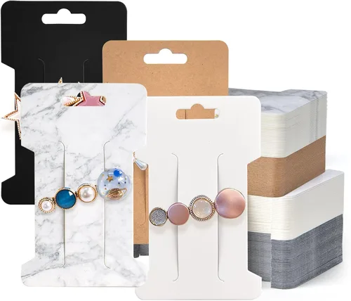 Vista 8 de Mototo 200 tarjetas de exhibición de pinzas para el cabello, pasadores para el cabello, soporte de exhibición de joyas, cartón de papel rectangular
