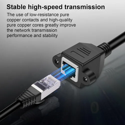 Vista 6 de iGreely Paquete de 2 extensores Ethernet RJ45 macho a hembra de montaje en panel de tornillo Cat6/Cat5e/Cat5 Ethernet LAN Cable de extensión de red