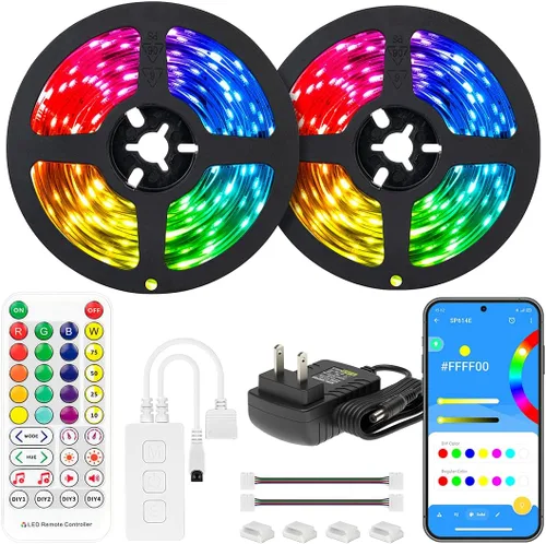 Vista 7 de BTF-LIGHTING RGBW Bluetooth Music APP Tira de luces LED RGB+blanco cálido 3000K 4 colores en 1 tira de luces LED que cambian