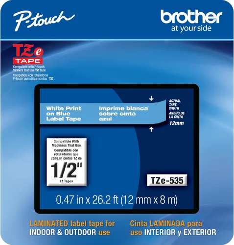 Vista 50 de Cinta laminada Brother Negro sobre Transparente, 6 mm (Tze111)