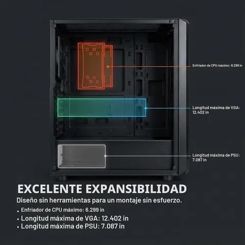 Vista 8 de Zalman S4 Mid-Tower ATX PC Case, 2 ventiladores de 4.724 in incluidos, panel lateral teñido acrílico, soporte ATX/mATX/Mini-ITX