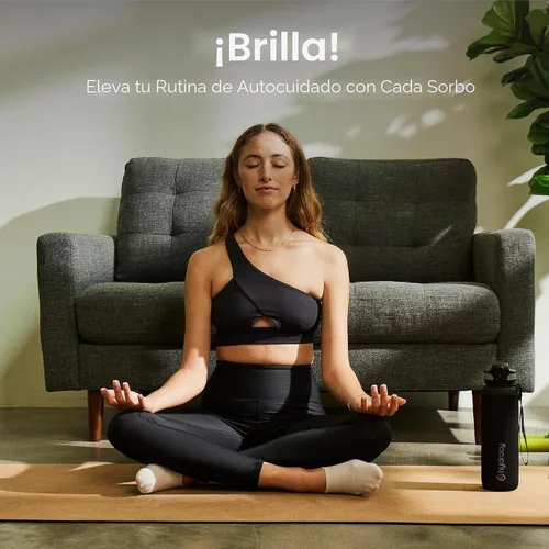 Vista 9 de Hydracy Botella de agua motivacional con marcador de tiempo y tapa con Gris (Space Grey)