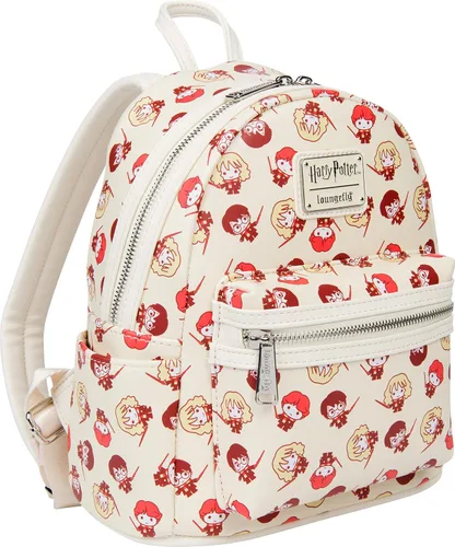 Vista 2 de Loungefly Mini mochila estampada de personajes de Harry Potter Chibi, Blanco sucio, Compacto