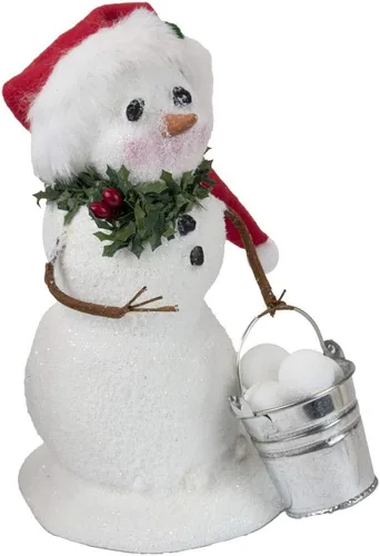 Vista 2 de Byers' Choice Figura de muñeco de nieve con cubo de bolas de nieve Caroler SN2211 de The Snowmen Collection
