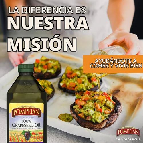 Vista 8 de Pompeian 100% aceite de semilla de uva, sabor ligero y sutil, 24 onzas líquidas, paquete de 6