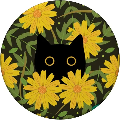 Vista 3 de Bonito diseño de girasol, estético, negro, gato, verde, salvia, PopSockets intercambiables PopGrip